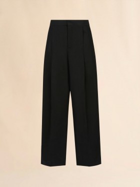  Pale Peach Poplin Trousers With Maxi Pleats Black