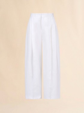  White Poplin Trousers With Maxi Pleats Lilywhite
