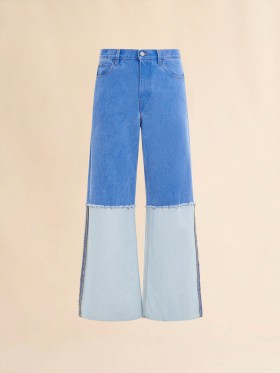  Wide Leg Blue Jeans With High Turn-up Cobalt