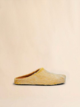  Yellow Long Hair Calfskin Fussbett Sabot
