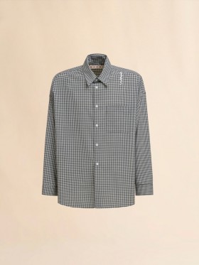  And White Checked Wool Shirt Black