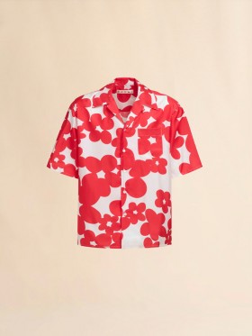  Red And White Short Sleeved Shirt With Dilles Print