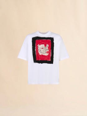  White Cotton T-shirt With Fawn Print Lilywhite