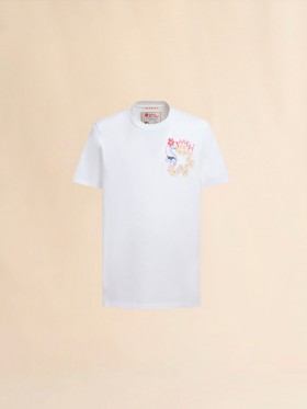  White Cotton T-shirt With Snake Print Lilywhite