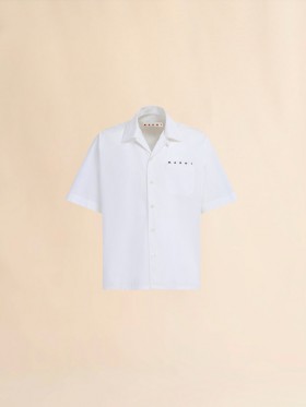  White Organic Poplin Bowling Shirt With Hidden Logo Lilywhite