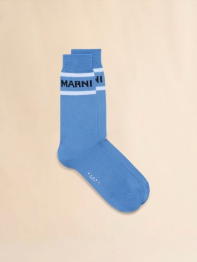  Indigo Cotton Socks With Logo Cuffs Blue Lilac