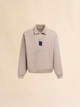  Long Sleeved Cotton Polo Sweatshirt Lightcamel
