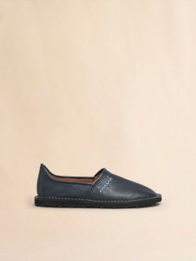  Blue Leather Slip-on Loafer With Marni Symbol