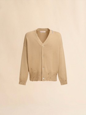  Brown Cotton Cardigan With Marni Symbol Lightcamel