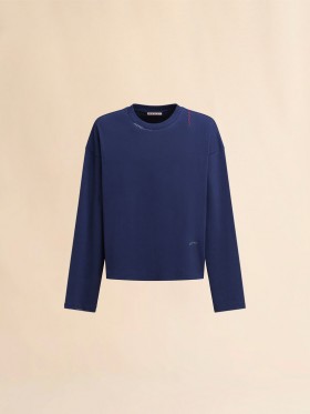  Dark Blue Ribbed Cotton T-shirt With Marni Symbol Bluechina