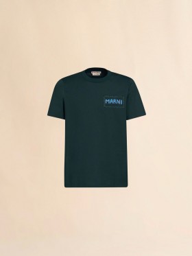  Green Organic Cotton T-shirt With Marni Patch Sphericalgreen