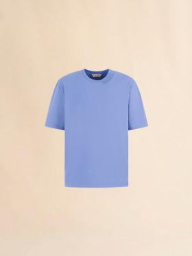  Indigo Organic Cotton Oversized T-shirt With Marni Patches Blue Lilac