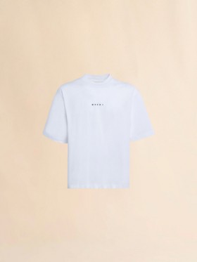  White Organic Cotton T-shirt With Mini Logo Marni Lilywhite