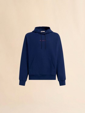  Blue Organic Cotton Hoodie With Marni Print Blumarine
