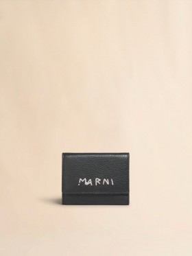  Leather Key Holder With Marni Mending Embroidery Black