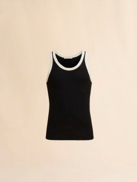  Ribbed Cotton Tank Top With Marni Mending Black