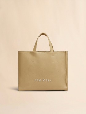  Beige Leather Museo Soft Tote Bag With Marni Mending Nomad/beige