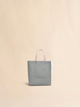  Museo Soft Mini Bag In Grey And White Leather With Marni Symbol Embroidery Storm/lily White