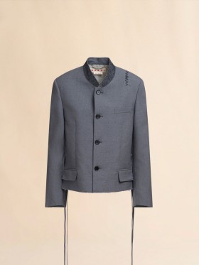  Grey Jacket With Mandarin Collar And Marni Symbol Graphite