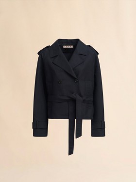  Short Cotton Trench With Marni Symbol Black