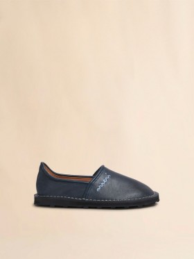  Blue Leather Slip-on Loafer With Marni Symbol
