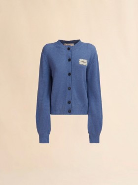  Blue Cashmere Cardigan With Marni Patch Opal