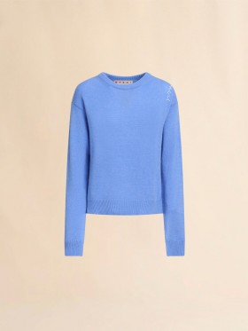  Indigo Boxy Cashmere Jumper With Marni Symbol Blue Lilac