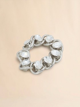  Chunky Chain Bracelet With Rhinestones Glass