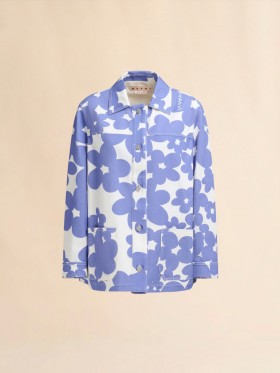  Cotton Jacket With White And Light Blue Dillies Print Blue Lilac