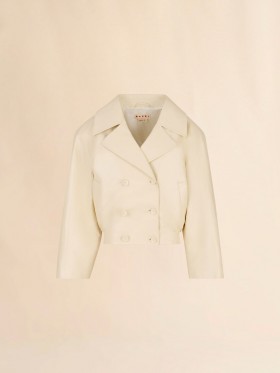  Cream Leather Oversized Jacket Limestone