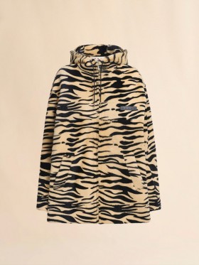  Shearling Tiger Print Hoodie Light Gold Sand