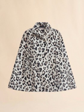  Shorn Shearling Cape With Animalier Print Lightgrey