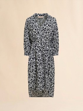  And White Cotton Poplin Shirt Dress With Pop Fields Motif Black