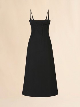  Bonded Poplin A-line Dress With Darts Black