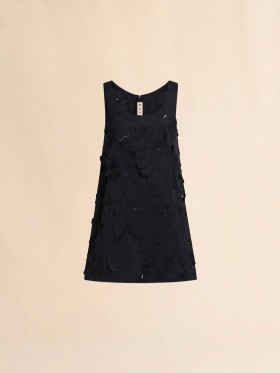  Flared Duchess Satin Dress With Cut Out Detail Black