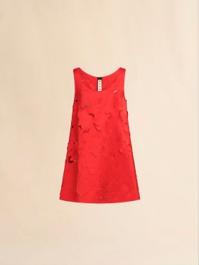  Flared Duchess Satin Dress With Cut Out Detail Lacquer