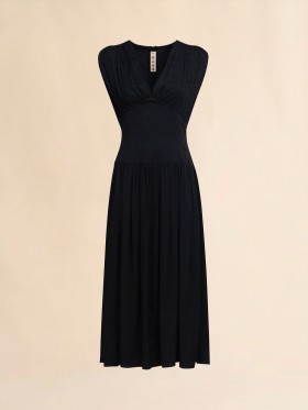  Silk Jacquard Midi Dress Black