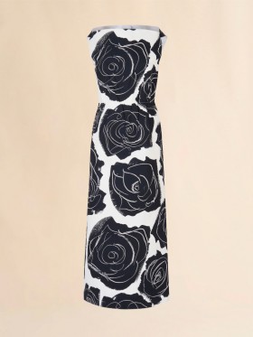  White Poplin Boat-neck Dress With Cybele Print Lilywhite