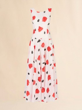  White Poplin Bustier Dress With Iris Print Lilywhite