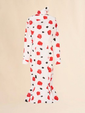  White Poplin Mermaid Shirt Dress With Iris Print Lilywhite