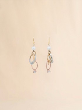  Drop Earrings With Chains And Rings Vintage/deep Gold