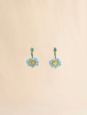  Enameled Metal And Stones Flower Pop Drop Earrings Illusionblue
