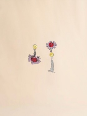  Enameled Metal And Stones Flower Pop Earrings Pink