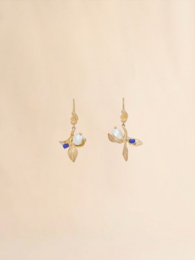  Pearls And Stones Flower Delirium Drop Earrings Gold