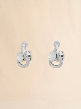  Twisted Hoop Earrings With Rhinestone Details Glass