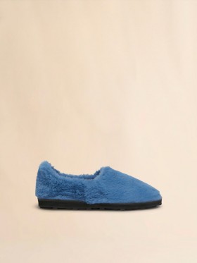  Blue Slip-on Loafer In Faux Fur Bluette