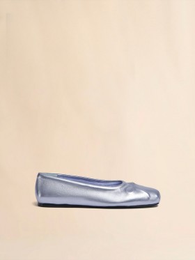  Light Blue Nappa Leather Seamless Little Bow Ballet Flat Lightblue