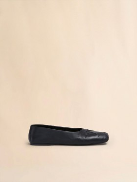  Nappa Leather Little Bow Ballet Flat Black