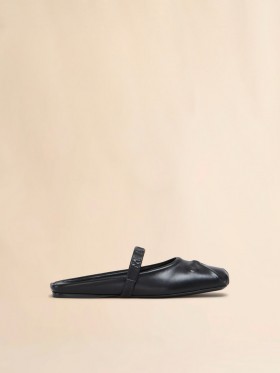  Nappa Leather Little Bow Sabot Ballet Flat Black