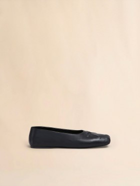  Nappa Leather Seamless Little Bow Ballet Flat Black